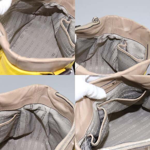CELINE Hand Bag Leather Yellow Brown Silver - Picture 12 of 13